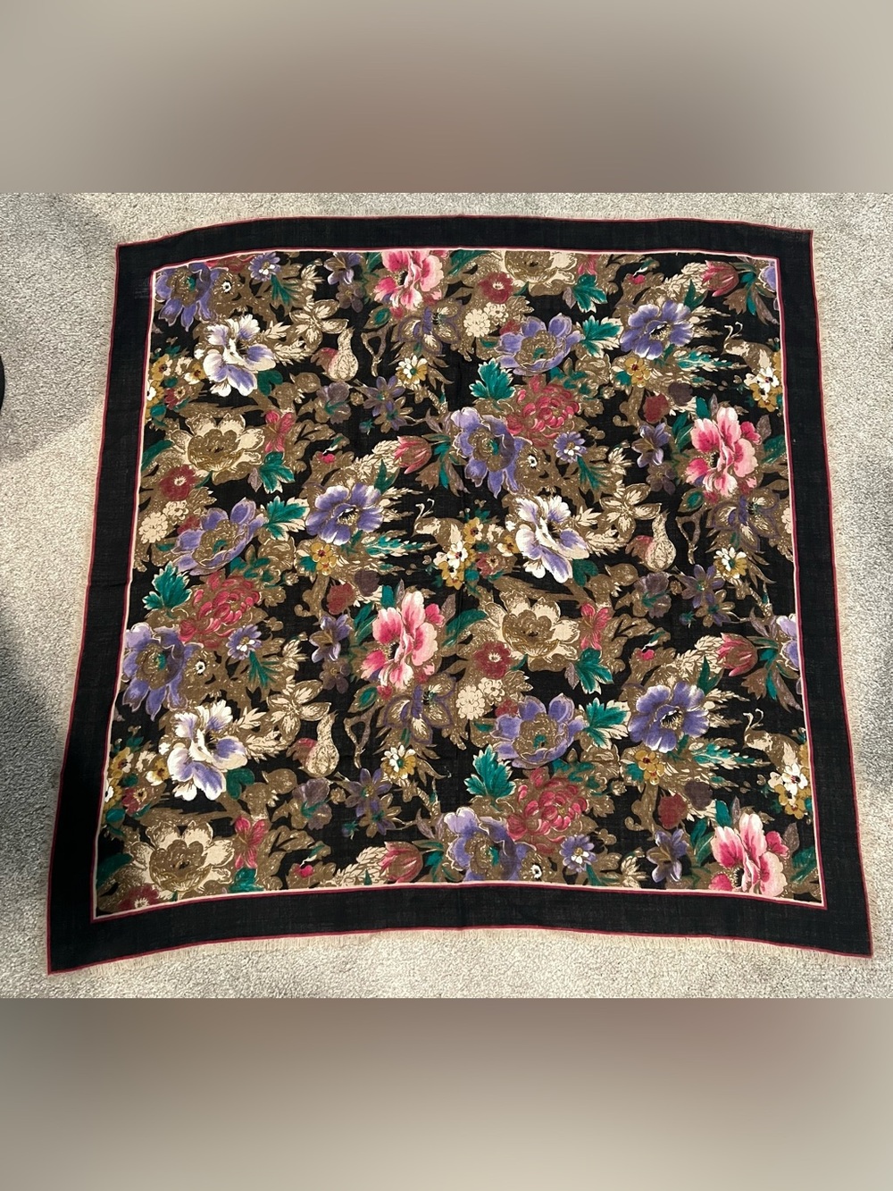 Vintage Talbots Wool Floral Scarf
